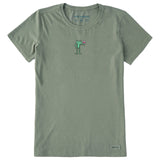 Life Is Good Womens Frog with Wine Short Sleeve Crusher Tee - Moss Green Moss Green