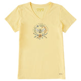 Life Is Good Womens Crush On Nature Bee Short Sleeve Crusher Vee - Sandy Yellow andy Yellow / S