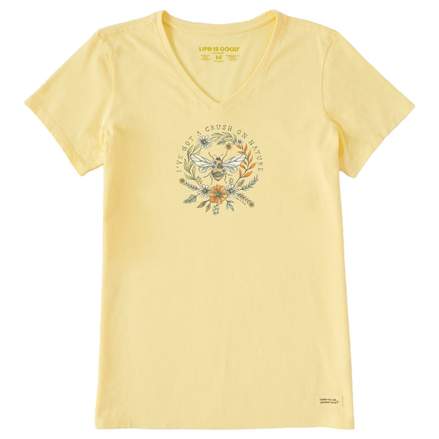 Life Is Good Womens Crush On Nature Bee Short Sleeve Crusher Vee - Sandy Yellow andy Yellow / S