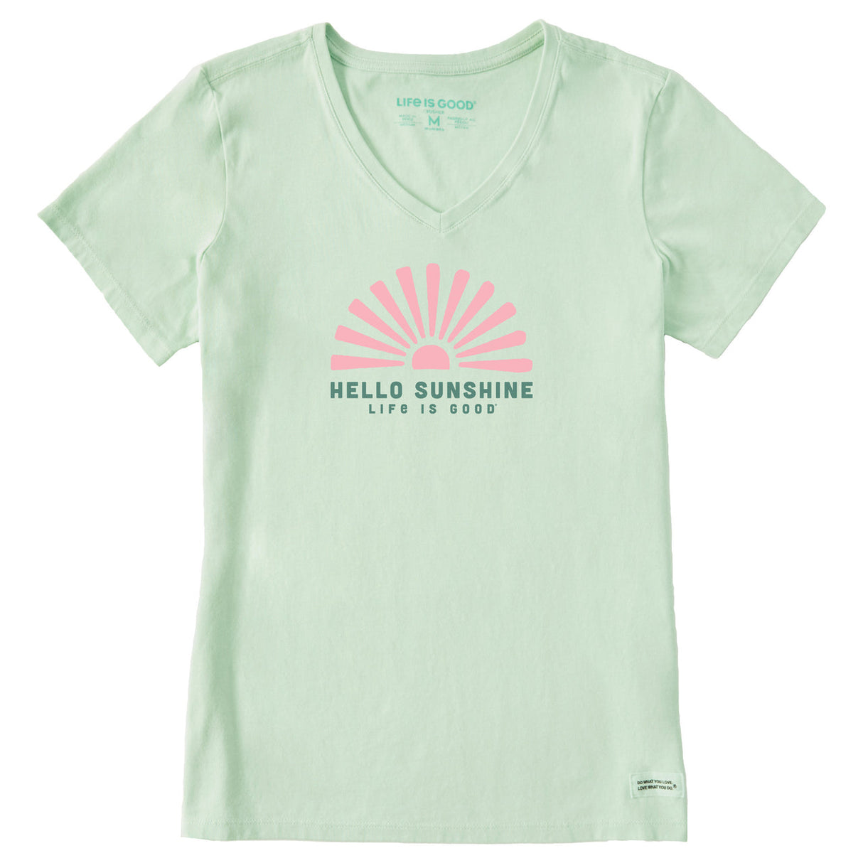 Life Is Good Womens Hello Sunshine Sun Short Sleeve Crusher Vee - Sage Green age Green / S