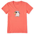 Life Is Good Womens Tie Dye Patriotic Eagle Short Sleeve Crusher Vee - Mango Orange Mango Orange