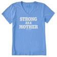 Life Is Good Womens Strong As A Mother Short Sleeve Crusher Vee - Cornflower Blue Cornflower Blue