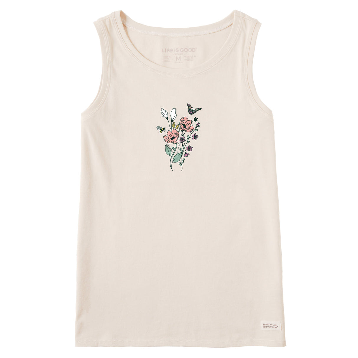 Life Is Good Womens Wildflowers Bouquet Crusher Tank - Putty White Putty White