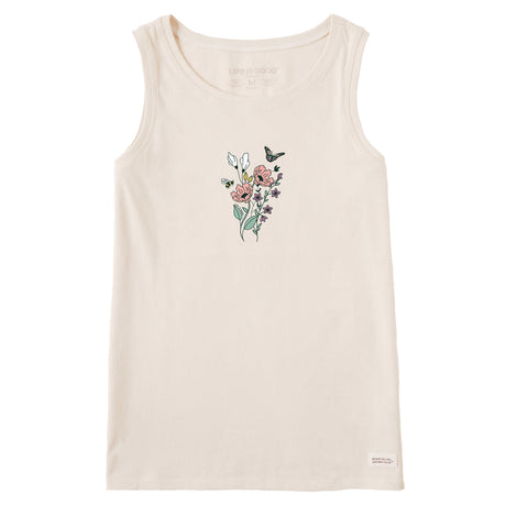 Life Is Good Womens Wildflowers Bouquet Crusher Tank - Putty White Putty White