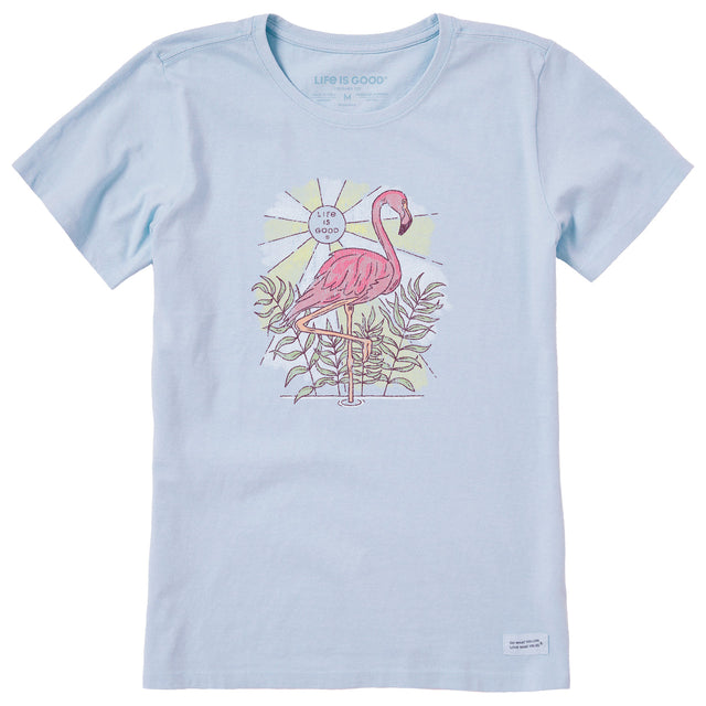 Life Is Good Womens Flamingo Short Sleeve Crusher-LITE Tee - Glacier Blue Glacier Blue