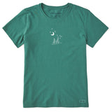 Life Is Good Womens Moongroove Short Sleeve Crusher-LITE Tee - Spruce Green pruce Green / S