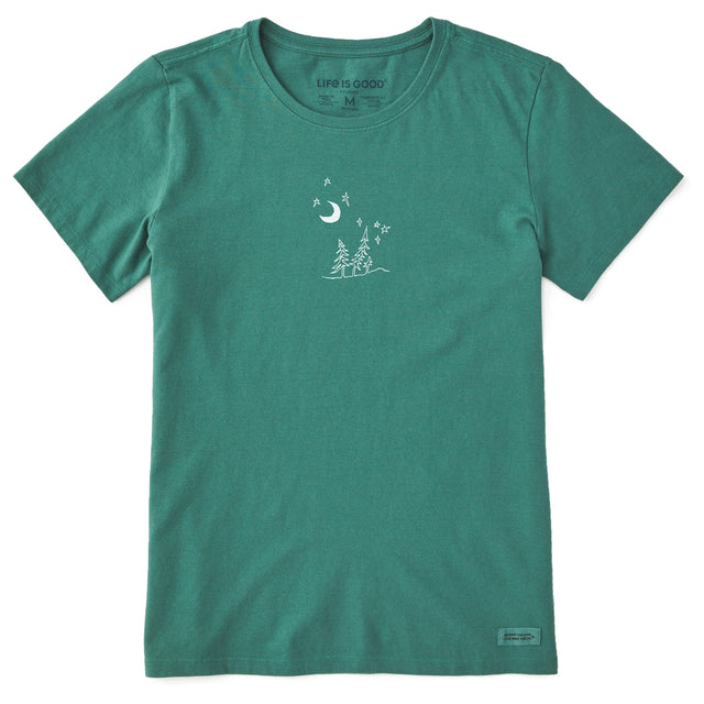 Life Is Good Womens Moongroove Short Sleeve Crusher-LITE Tee - Spruce Green pruce Green / S