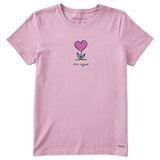 Life Is Good Womens Flowering Heart Short Sleeve Crusher-LITE Tee - Violet Purple Violet Purple