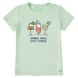 Life Is Good Womens Cocktail Drinks Well with Others Short Sleeve Crusher-LITE Tee - Sage Green age Green / S