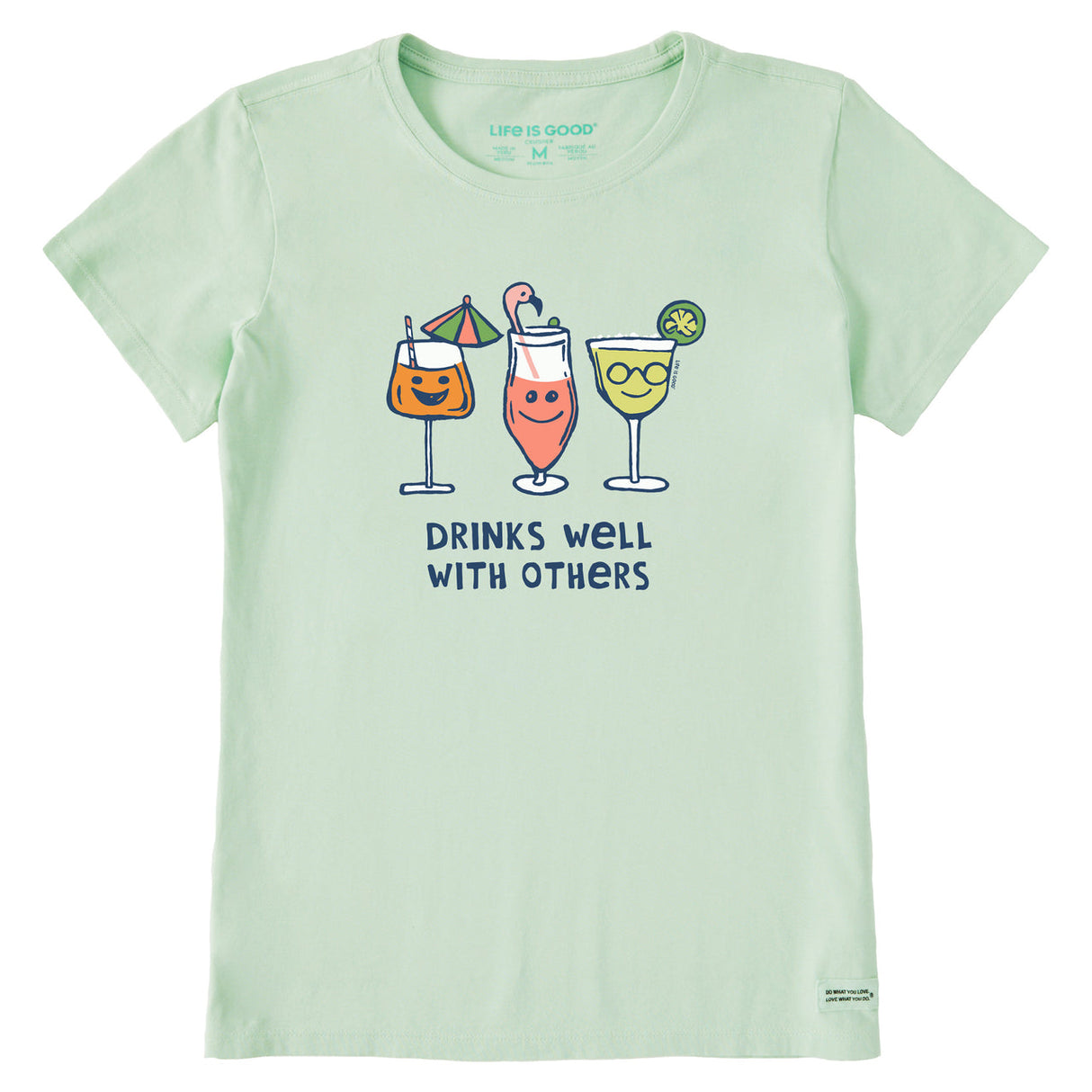 Life Is Good Womens Cocktail Drinks Well with Others Short Sleeve Crusher-LITE Tee - Sage Green age Green / S