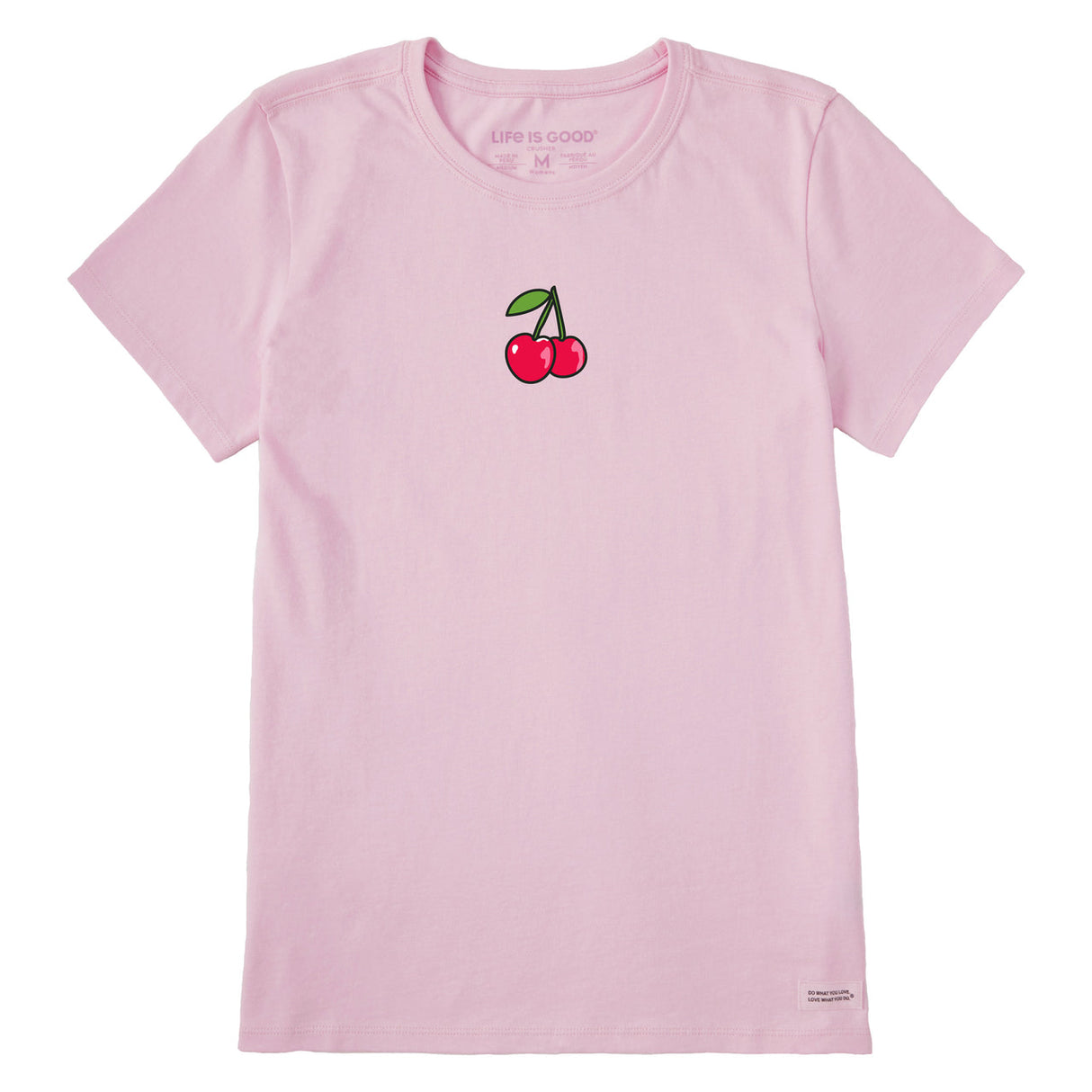 Life Is Good Womens Cherries Short Sleeve Crusher-LITE Tee - Seashell Pink eashell Pink / S