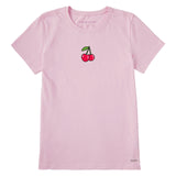 Life Is Good Womens Cherries Short Sleeve Crusher-LITE Tee - Seashell Pink eashell Pink / S