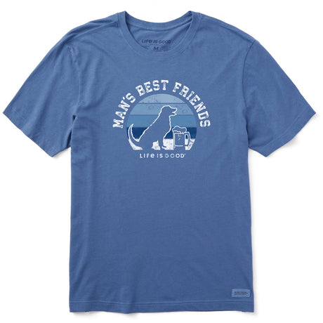 Life Is Good Mens Mans Best Friends Short Sleeve Crusher Tee - Vintage Blue Vintage Blue