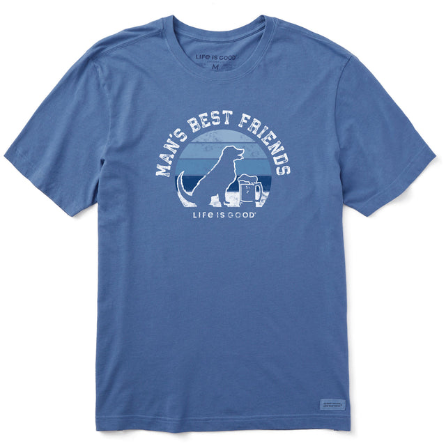 Life Is Good Mens Mans Best Friends Short Sleeve Crusher Tee - Vintage Blue Vintage Blue