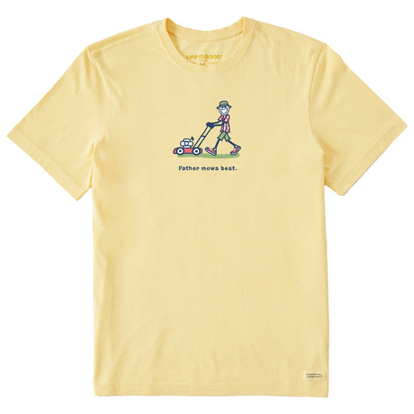 Life Is Good Mens Jake Father Mows Best Push Mower Short Sleeve Crusher Tee - Sandy Yellow Sandy Yellow