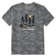 Life Is Good Mens Hiking Through The Woods Short Sleeve Allover Printed Short Sleeve Crusher Tee - Gray Camo Gray Camo