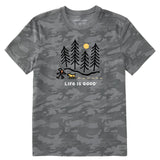Life Is Good Mens Hiking Through The Woods Short Sleeve Allover Printed Short Sleeve Crusher Tee - Gray Camo Gray Camo