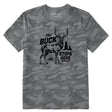 Life Is Good Mens Buck Stops Here Short Sleeve Allover Printed Short Sleeve Crusher Tee - Gray Camo Gray Camo