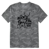 Life Is Good Mens Buck Stops Here Short Sleeve Allover Printed Short Sleeve Crusher Tee - Gray Camo Gray Camo