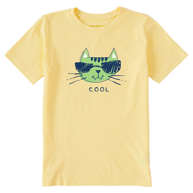 Life Is Good Kids Cool Cat Short Sleeve Crusher Tee - Sandy Yellow Sandy Yellow