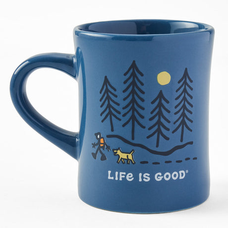 Life Is Good Hiking Through The Woods Diner Mug - Smoky Blue Smoky Blue
