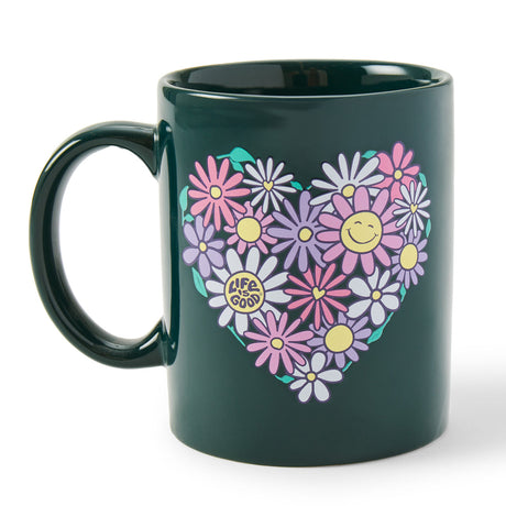 Life Is Good Flower Heart Jakes Mug - Spruce Green Spruce Green