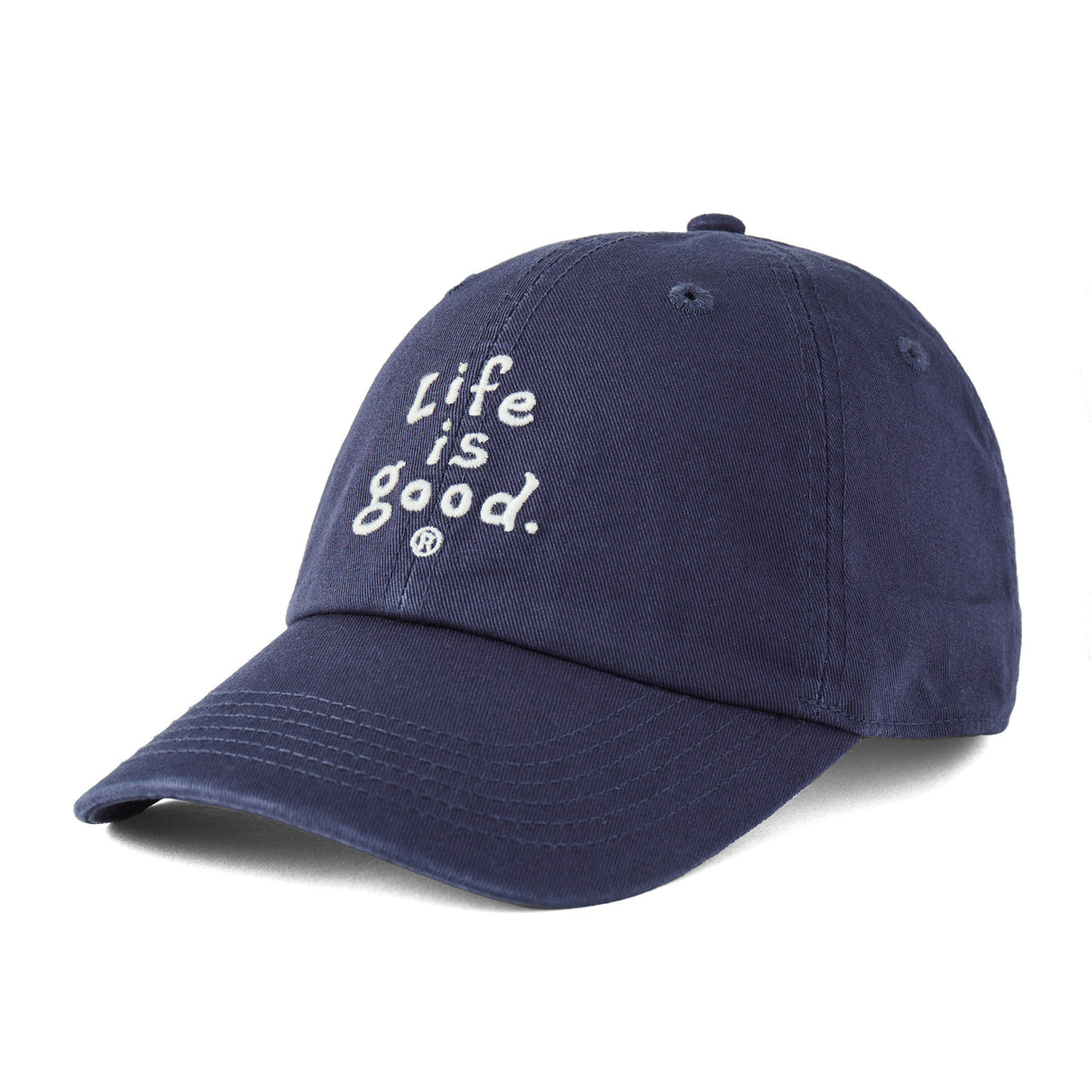 Life Is Good Adult LIG Vintage Wordmark Stacked Chill Cap - Darkest Blue Darkest Blue