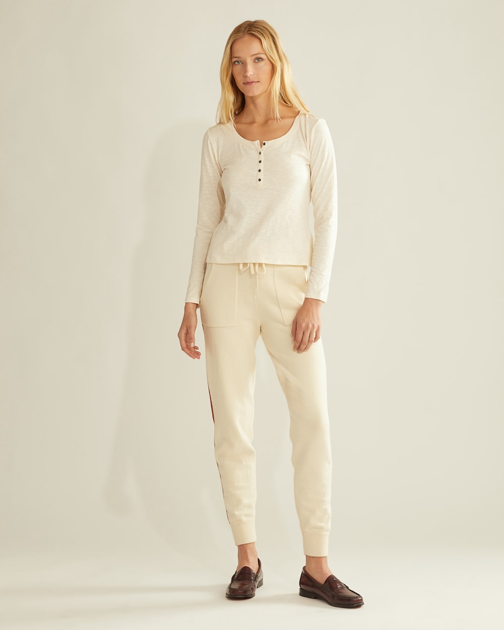 Pendleton Women's Long-sleeve Cotton Slub Henley Tee Antique white