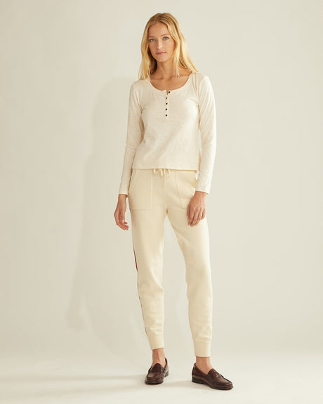 Pendleton Women's Long-sleeve Cotton Slub Henley Tee Antique white