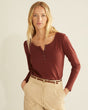 Pendleton Women's Long-sleeve Cotton Slub Henley Tee Brandied plum