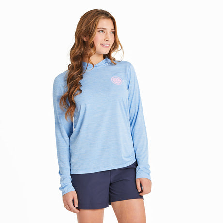 Life Is Good Womens Radiating Sun Long Sleeve Sun Crusher Hoodie - Cornflower Blue Cornflower Blue