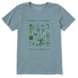 Life Is Good Womens Home Is Where You Plant It Short Sleeve Crusher-LITE Tee - Smoky Blue moky Blue / S