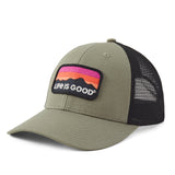 Life Is Good Adult Sunset Mountain Trucker - Moss Green Moss Green