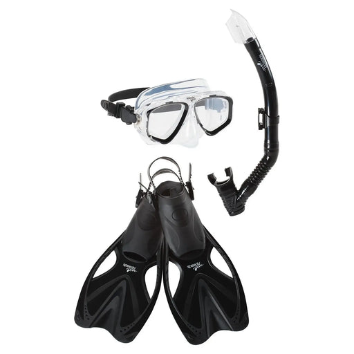 Speedo Adult Adventure Mask/snorkel/fin Set Silver,navy,black/white,black/black
