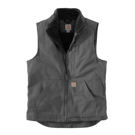 Carhartt Men's Loose Fit Washed Duck Sherpa-lined Mock-neck Vest Gravel