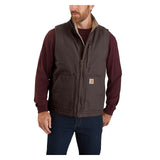 Carhartt Men's Loose Fit Washed Duck Sherpa-lined Mock-neck Vest Dark brown