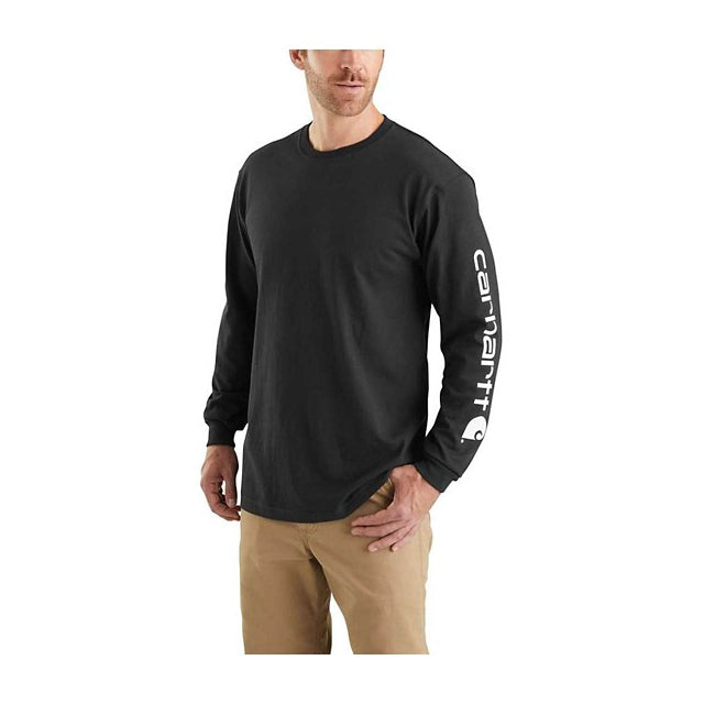 Carhartt Men's Loose Fit Heavyweight Long-sleeve Logo Sleeve Graphic T-shirt Blk black