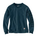 Carhartt Women's Relaxed Fit Midweight Crewneck Block Logo Sleeve Graphic Sweatshirt H70 night blu hthr