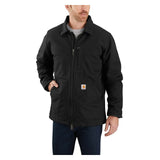 Carhartt Men's Loose Fit Washed Duck Sherpa-lined Coat Black