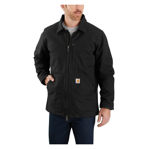 Carhartt Men's Loose Fit Washed Duck Sherpa-lined Coat Black