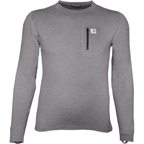 Carhartt Men's Force Heavyweight Heathered Knit Base Layer Crewneck Pocket Top Shadow heather