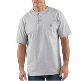 Carhartt Men's Loose Fit Heavyweight Short-sleeve Pocket Henley T-shirt Hgy heather gray