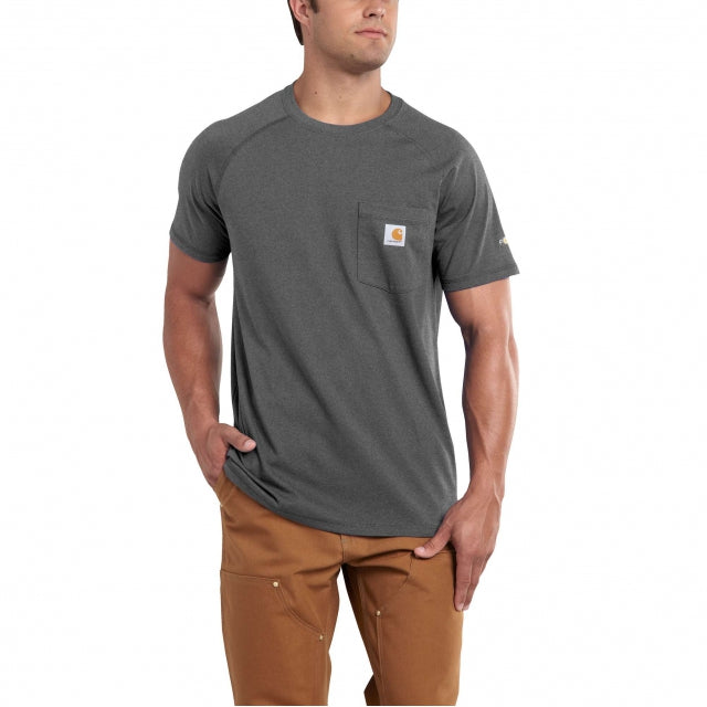 Carhartt Men's Force Relaxed Fit Cotton Delmont SS T-Shirt Carbon Heather / TALL