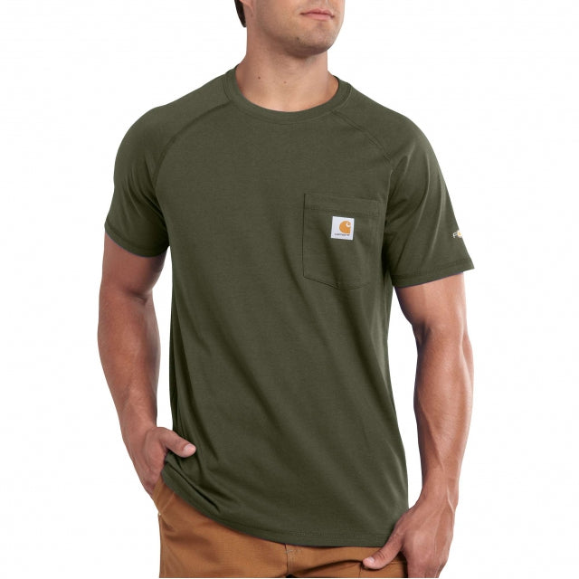 Carhartt Men's Force Relaxed Fit Cotton Delmont SS T-Shirt Moss / TALL
