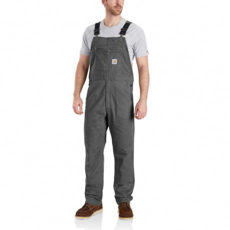 Carhartt Men's Rugged Flex Relaxed Fit Canvas Bib Overall 039 gravel