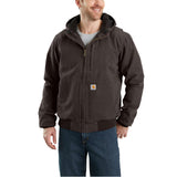 Carhartt Men's Full Swing Loose Fit Washed Duck Fleece-lined Active Jacket Darkbrown