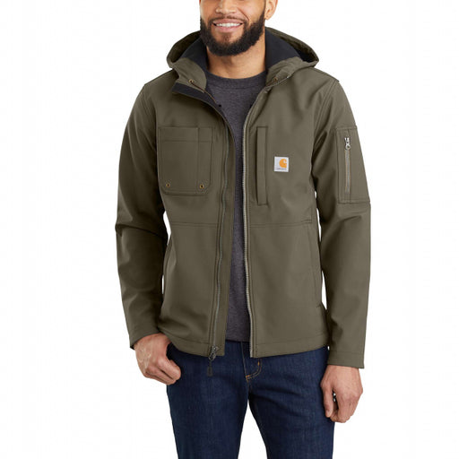 Carhartt Men's Rain Defender Relaxed Fit Midweight Softshell Hooded Jacket Tarmac