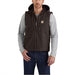 Carhartt Men's Relaxed Fit Washed Duck Fleece-lined Hooded Vest Darkbrown