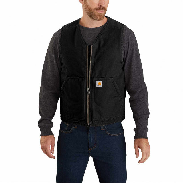 Carhartt Men's Relaxed Fit Washed Duck Sherpa-lined Vest Blk black