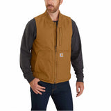 Carhartt Men's Loose Fit Washed Duck Insulated Rib Collar Vest Carhartt brown